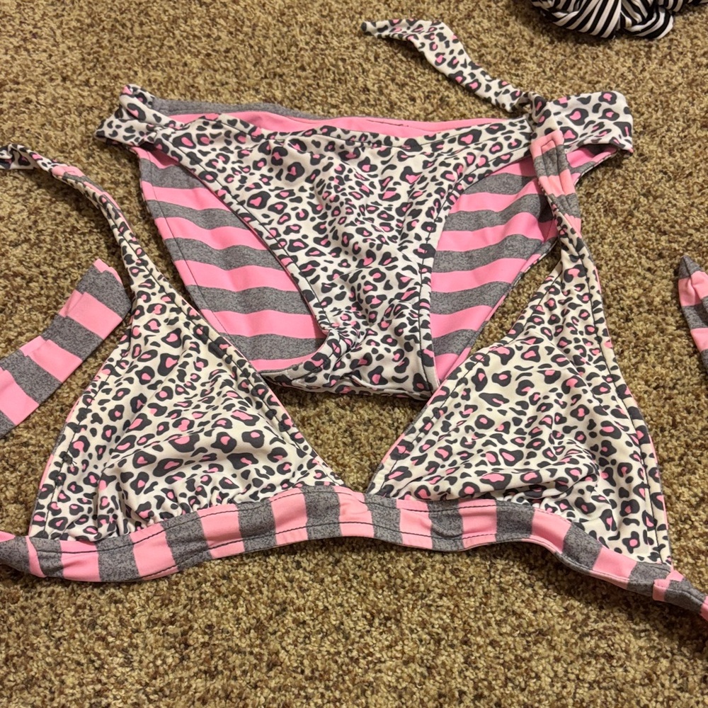 Pink and Gray Leopard Print Bikini
